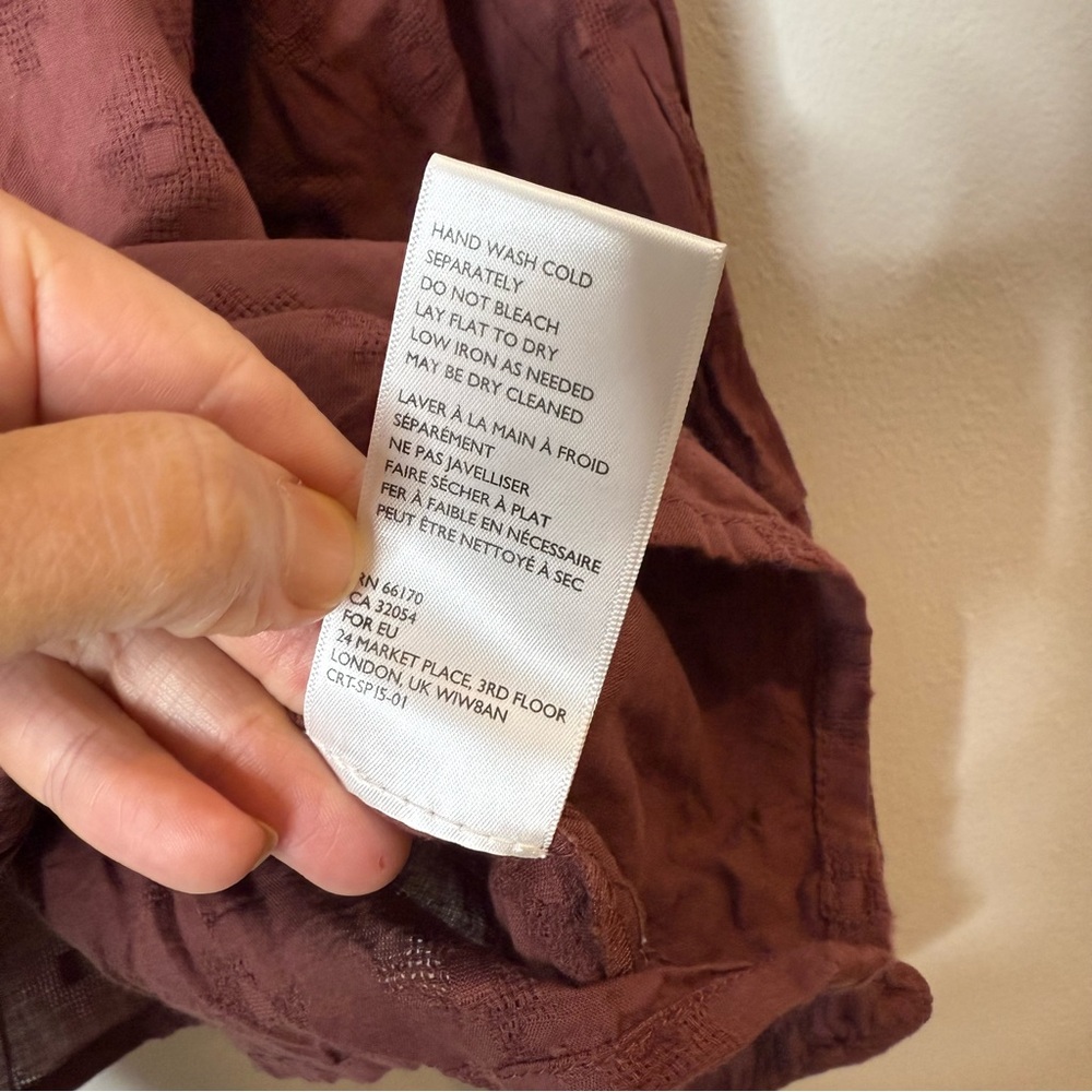 Cleobella Rust Red Embroidered Button-Front Blouse - Picture 8 of 9